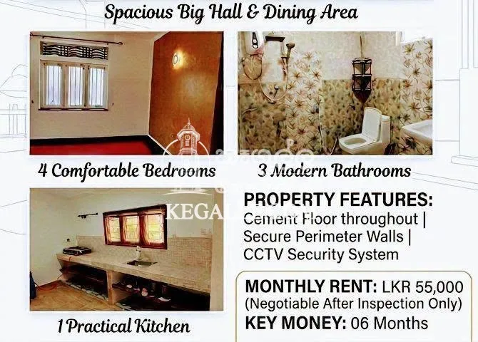 4BR House Rent Campola Galgediyawa Main Road